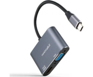 Nanocable Conversor USB-C/M a HDMI-VGA/H 15 cm