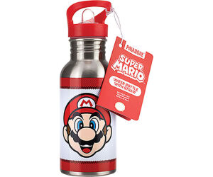Botella metálica con pajita paladone super mario 500 ml