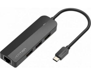 Hub USB Tipo-C Vention TGOBB/ 3xUSB/ 1xRJ45/ 1x Micro B PD
