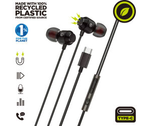 Auriculares Intrauditivos Muvit For Change MCHPH0006/ con Micrófono/ USB Tipo-C/ Negros