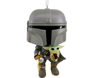 Adorno de navidad funko star wars mandaloriano & grogu  figura de resina