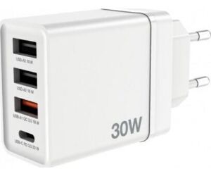 Cargador de Pared GaN Verbatim CHR-30EU2/ 1xUSB Tipo-C/ 3xUSB/ 30W