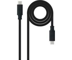 Cable USB 3.2 Tipo-C Nanocable 10.01.4103/ USB Tipo-C Macho - USB Tipo-C Macho/ Hasta 100W/ 20Gbps/ 3m/ Negro