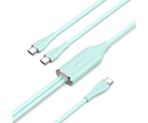 Cable USB 2.0 Tipo-C Vention CTMGG/ USB Tipo-C Macho - 2 x USB Tipo-C Macho/ Hasta 100W/ 480Mbps/ 1.5m/ Verde