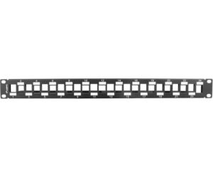 Patch Panel Lanberg 24puertos 1u Rack 19 Escalonado Organizador Mod Keystone Bk