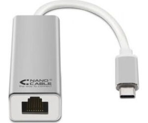 CONVERSOR USB-C A ETHERNET 10/100/1000 Mbps 15 CM PLATA NANOCABLE