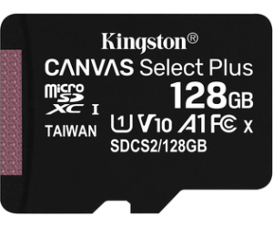 Tarjeta de Memoria Kingston CANVAS Select Plus 128GB microSD XC/ Clase 10/ 100MBs