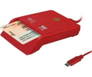 Lector de DNI y Tarjetas Woxter PE26-199/ USB Tipo-C/ Rojo