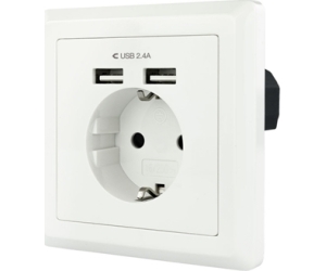 Nanocable Base de enchufe pared schuko+2USB 2.4A