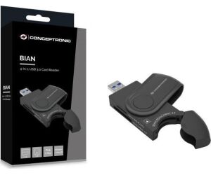 Lector de tarjetas externo usb 3.0 4 en 1 conceptronic bian04b sd - sdhc - sdxc micro sd - t flash