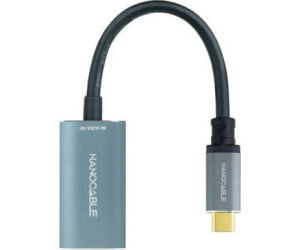 Nanocable Conversor USB-C a DisplayPort 8K Aluminio, 15 cm, Gris