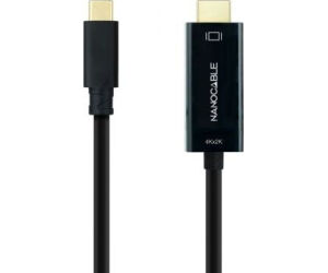 Cable Conversor Nanocable 10.15.5132/ USB Tipo-C Macho - HDMI Macho/ 1.8m/ Negro