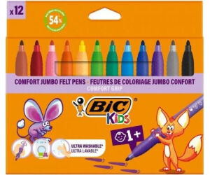 Rotuladores Punta Ancha Bic Kids Comfort Jumbo 517250/ 12 unidades/ Colores Surtidos