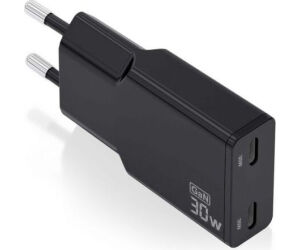 Cargador Aisens Gan Ultra Delgado 30w 2xusb-c Pd3.0 Qc4.0 Negro