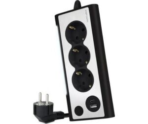 Regleta con Interruptor Nanocable 10.37.0013-BK/ 3 Tomas de Corriente/ 1 USB/ 1 USB Tipo C/ Cable 1.5m/ Negro