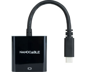 Cable Conversor Nanocable 10.16.4101-BK/ USB Tipo-C Macho - VGA Hembra/ 10cm/ Negro
