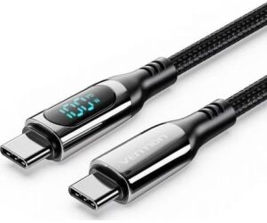 Cable 2.0 Usb-c M/m Pantalla Led 1.2 M Negro Vention
