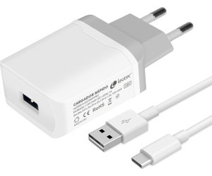 Cargador de pared leotec con cable tipo c 20w carga rapida blanco