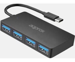 Hub 4 Puertos Usb 3.0 A Type-c Negro Approx