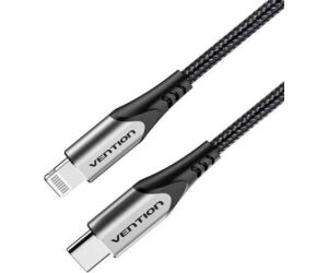 Cable USB 2.0 Tipo-C Lightning Vention TACHH/ USB Tipo-C Macho - Lightning Macho/ 480Mbps/ 2m/ Gris y Negro
