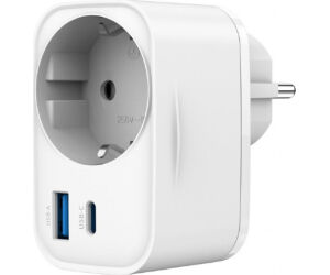Cargador Rapido Gembird Usb De 2 Puertos Con Toma De Ca De Paso 20 W Blanco