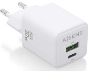 Cargador Aisens Gan 30w 1xusb-c Pd3.0 Qc4.0 1xusb-a Qc3.0 Blanco