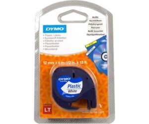 Cinta Rotuladora Adhesiva de Plástico Dymo 91221/ para Letratag/ 12mm x 4m/ Negra-Blanca