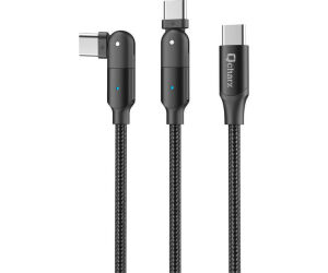 Cable qcharx melbourne tipo c a tipo c 3a - 1.2 m - aleación de aluminio negro cabezal rotatorio