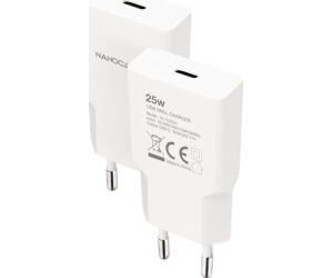 Cargador de Pared Nanocable 10.10.2024/ 1xUSB Tipo-C/ 25W/ Blanco