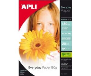 Papel Fotográfico Apli Everyday 12080/ DIN A4/ 180g/ 20 Hojas/ Brillante