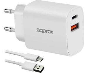Approx Cargador 20w Qc 1 X Usb A+ 1 X Usb C+cable