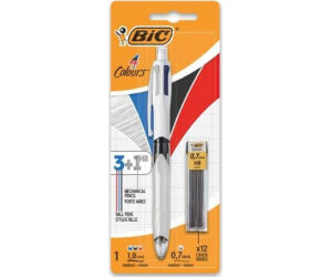 Bolígrafo de Tinta de Aceite Retráctil Bic 4 Colours 942103/ 1 unidad/ 4 Colores de Tinta/ Cuerpo Color Blanco