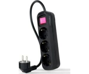 Regleta con Interruptor Nanocable 10.38.0003-BK/ 3 Tomas de Corriente/ Cable 1.4m/ Negra