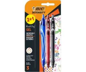 Bolígrafo de Tinta de Gel Retráctil Bic Gelocity Quick Dry 972035/ 3 unidades/ Surtidos