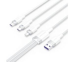 Cable USB 2.0 Lightning Vention CTRWG/ USB Macho/ USB Tipo-C Macho - MicroUSB Macho - Lightning Macho/ 1.5m/ Blanco