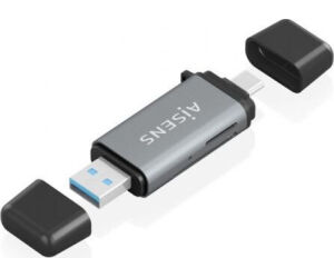 Lector Tarjetas Aisens Sd Micro Sd Mmc Rs-mmc Mmc Micro Usba Usbc Gris
