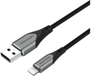 Cable USB 2.0 Lightning Vention LABHG/ USB Macho - Lightning Macho/ 1.5m/ Gris