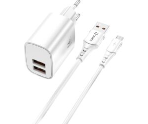 Kit cargador qcharx apolo 24a + cable usb a micro usb blanco