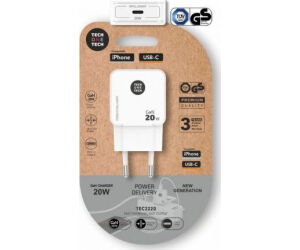 Cargador de Pared GaN Tech One Tech GaN TEC2220/ 1xUSB Tipo-C/ 20W/ Blanco