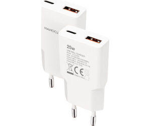 Nanocable Cargador USB-C/PD + USB-A/QC 25W Blanco