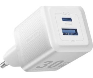 Cargador de Pared GaN Vention FEQW0-EU/ 1xUSB Tipo-C/ 1xUSB/ 30W