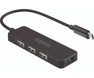 Hub 3 Puertos Usb 2.0 + 1 Puerto Usb 3.0 Type C Negro Approx