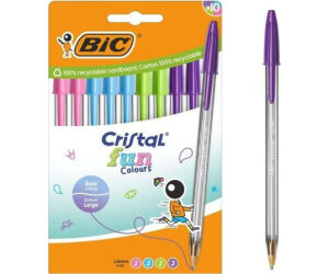 Bolígrafos de Tinta de Aceite Bic Cristal Fun 524176/ 10 unidades/ Colores Surtidos