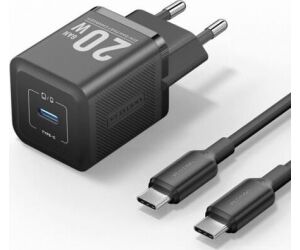 Cargador de Pared GaN Vention TZ-FEPB0-EU-01/ 1xUSB Tipo-C + Cable USB Tipo-C/ 20W
