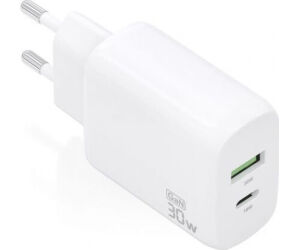 Cargador de Pared GaN Aisens A110-0923/ 1xUSB Tipo-C/ 1xUSB/ 30W/ Blanco
