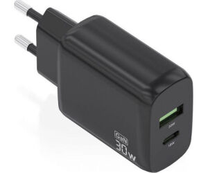 Cargador de Pared GaN Aisens A110-0924/ 1xUSB Tipo-C/ 1xUSB/ 30W/ Negro