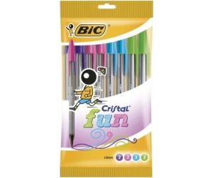 Bolígrafos de Tinta de Aceite Bic Cristal Fun 921342/ 10 unidades/ Colores Surtidos