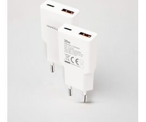 Nanocable Cargador USB-C/PD + USB-A/QC 20W Blanco