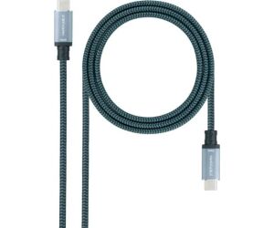 Cable USB 3.1 Tipo-C Nanocable 10.01.4101-COMB/ USB Tipo-C Macho - USB Tipo-C Macho/ Hasta 100W/ 10Gbps/ 1m/ Gris y Negro