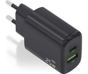 Cargador de Pared GaN Aisens A110-0912/ 1xUSB Tipo-C/ 1xUSB/ 25W/ Negro